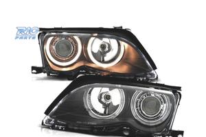 FARI BMW E46 01-05 ANGEL EYES SFONDO NERO ELETTRO