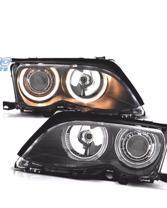 FARI BMW E46 01-05 ANGEL EYES SFONDO NERO ELETTRO