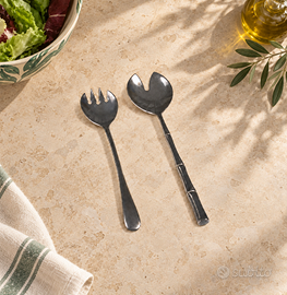Posate insalata silver plated faux bamboo Italia