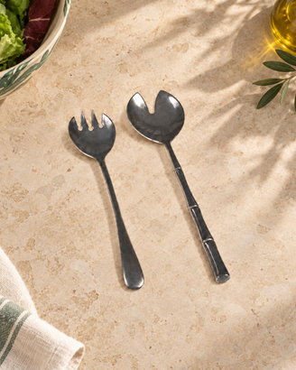 Posate insalata silver plated faux bamboo Italia
