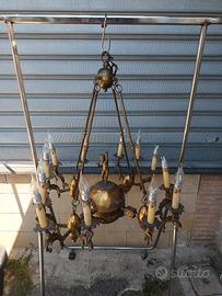 Lampadario vintage in ottone 