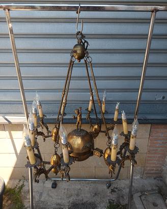 Lampadario vintage in ottone 