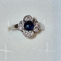 anello Oro18kt con zaffiro e diamanti Naturali 