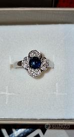 anello Oro18kt con zaffiro e diamanti Naturali 