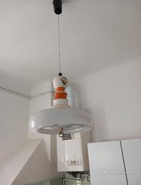 Lampadario da cucina in vetro e ceramica