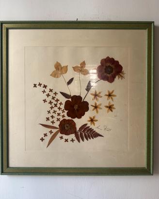 Quadro erbario di fiori secchi, cornice, 46x46cm