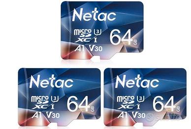 Netac 64G Scheda Micro SD, Scheda di Memoria 3 Pac