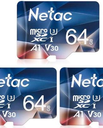 Netac 64G Scheda Micro SD, Scheda di Memoria 3 Pac