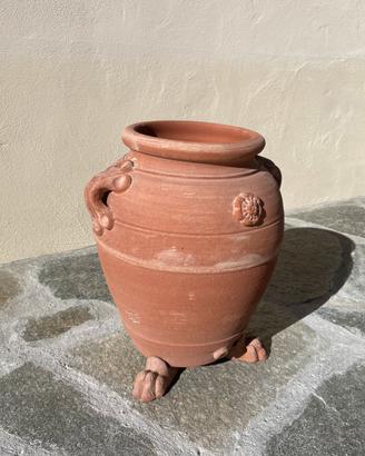 Vaso in terracotta fatto a mano + 3 piedi
