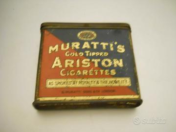 Scatola in latta Muratti's Ariston Gold Tipped.