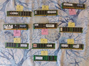 varie RAM DDR1 (128MB, 256MB, 512MB, 1GB)