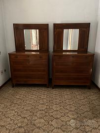 Comò in legno con specchio antico anno 1930