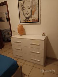 Cassettiera bianca moderna 3 cassetti