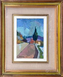 Rodolfo Marma pittore quadro olio Strada di Pontes