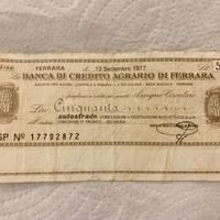 Miniassegno Storico 50 Lire 1977-Banca di Ferrara