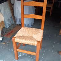 sedie cucina in legno massello e seduta in paglia