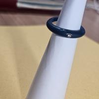 DUEPUNTI|Anello in silicone blu argento e diamante