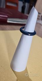 DUEPUNTI|Anello in silicone blu argento e diamante