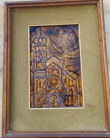 QUADRO SU VETRO A RILIEVO DUOMO DI TRENTO