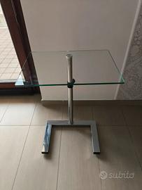 Tavolino in vetro e metallo 50x35 cm regolabile