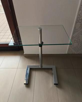 Tavolino in vetro e metallo 50x35 cm regolabile