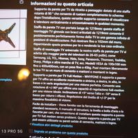 Staffa TV 1219mm  rotazione 90*  26"-65" 45kg port