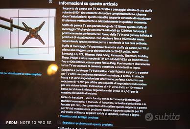 Staffa TV 1219mm  rotazione 90*  26"-65" 45kg port