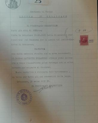 Certificato Commissar prefettizio Comune Orbassano