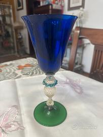 Calice tipetto vetro soffiato murano blu verde
