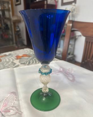 Calice tipetto vetro soffiato murano blu verde