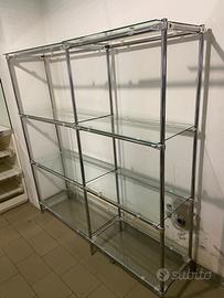 Espositore in acciaio e vetro per negozi e uffici