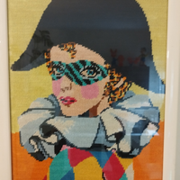 Quadro Arlecchino punto croce, vintage anni 70/80