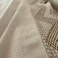 Coperta tessitura a telaio puro cotone e balza