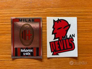 Scudetto e figurina in raso Milan 1986/87