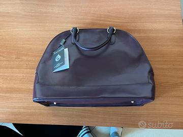 Borsa viola artigianale in pelle