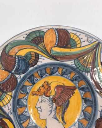 Piatto Maiolica Hermes Stile Rinascimentale 800