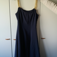 Abito blu con spalline in strass tg. 40