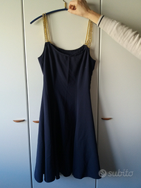 Abito blu con spalline in strass tg. 40