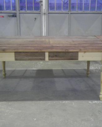tavolo legno vecchio 2 cassetti 2 prolunghe estern