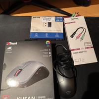Mouse gaming + chiave wifi + adattatore cuffie