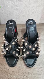 Mule nere Spika Club con borchie Christian Loubout