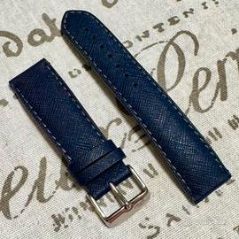 Cinturino BROS waterproof pelle saffiano blu 22mm