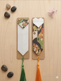 set di 2 segnalibri origami cuore