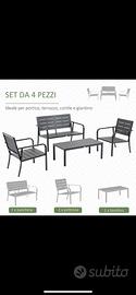 Outsunny set salotto da giardino 4 pezzi