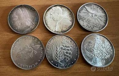 LIRE 500 ARGENTO VATICANO E SAN MARINO