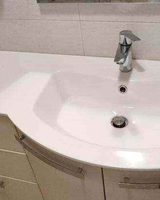 Lavabo da incasso in resina bianco lucido