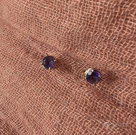 Orecchini oro bianco e splendida ametista