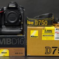NikonD750 + tracolla orig+ MBD16 orig+2batt orig