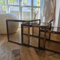 Tavolini  cristallo ottone acciao di zevi