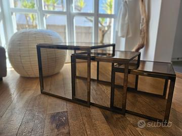 Tavolini  cristallo ottone acciao di zevi